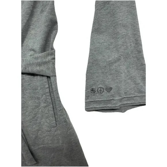 Lucky Brand Womens Large Robe Gray Wrap Style Short Tie Inside Belt - Picture 3 of 9